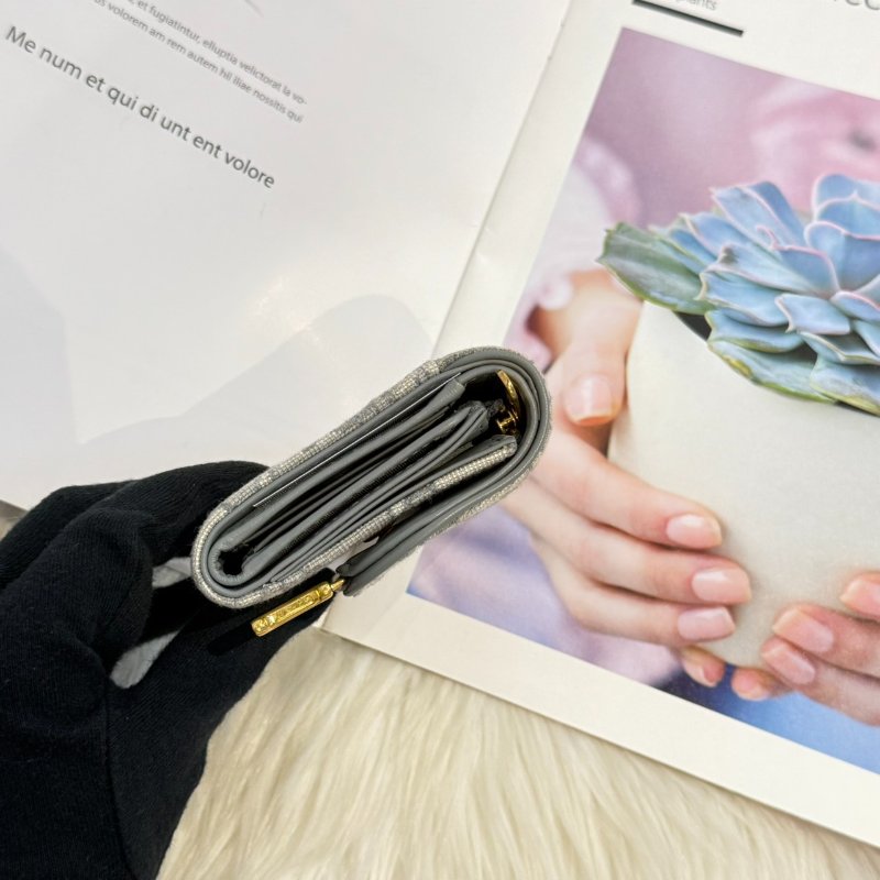 DIOR SADDLE LOTUS 灰三折短夾-6