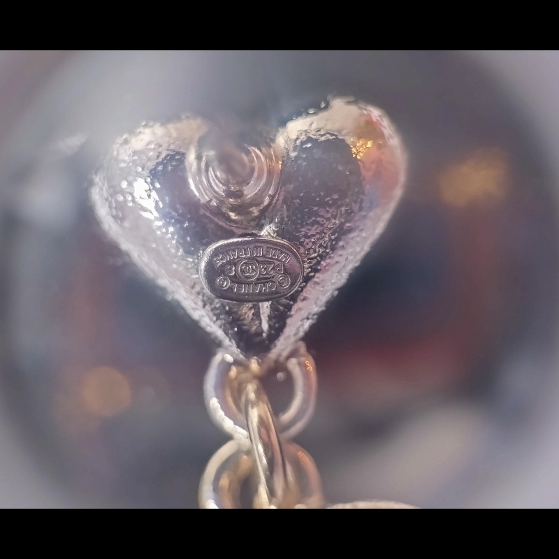 Chanel 愛心水鑽雙C耳環-8