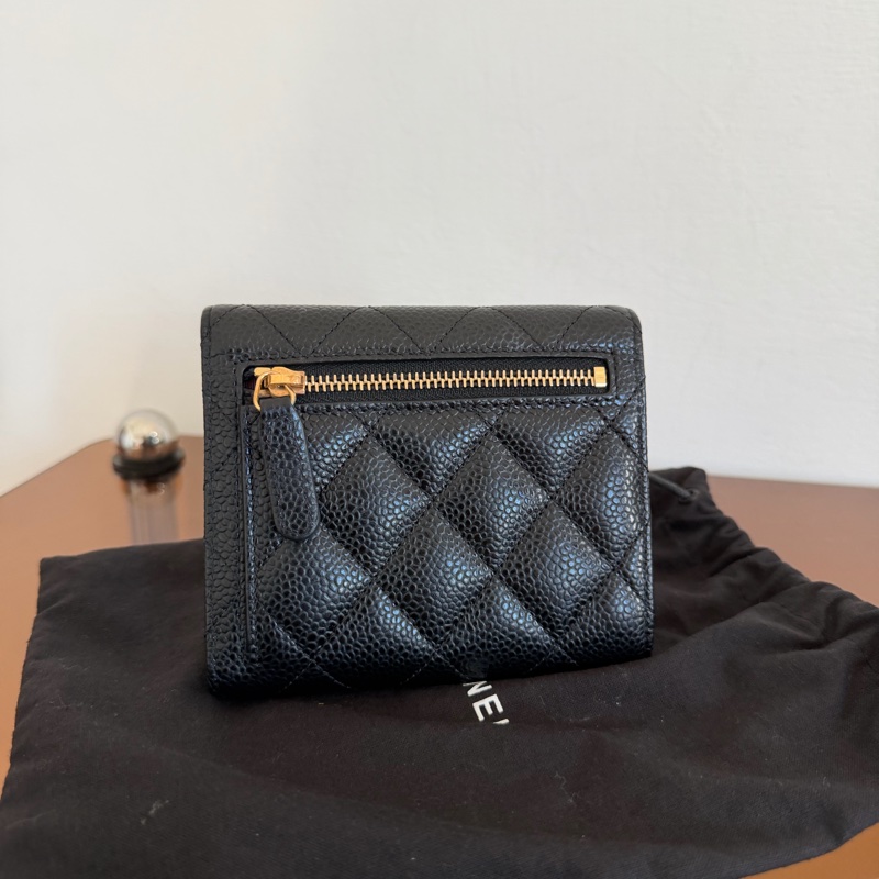 #極新 Chanel荔枝金釦三折短夾-1