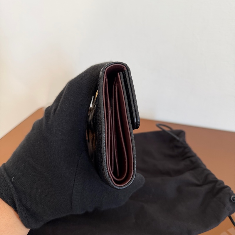 #極新 Chanel荔枝金釦三折短夾-2