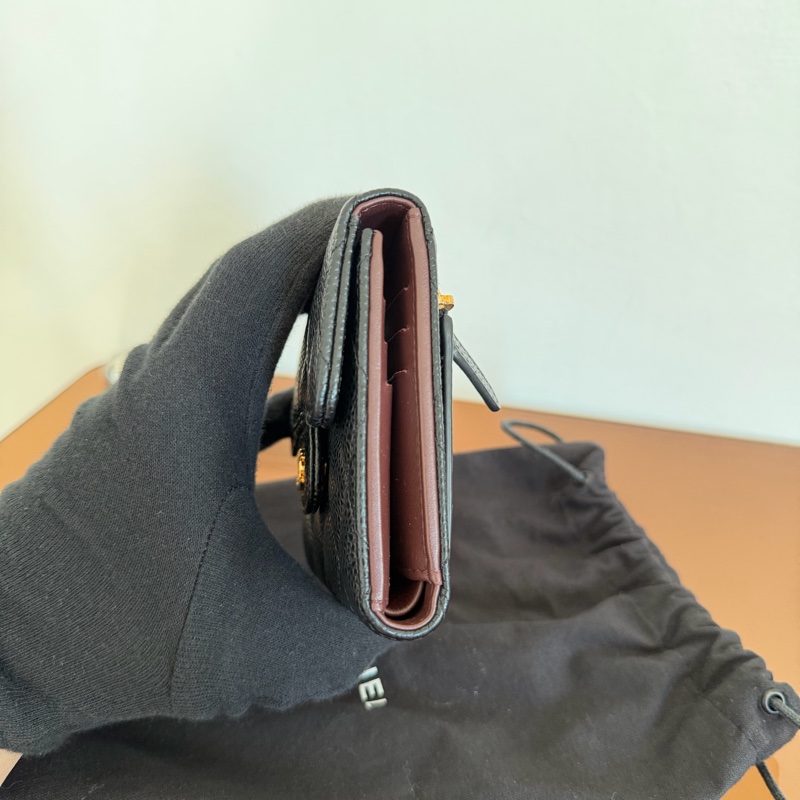 #極新 Chanel荔枝金釦三折短夾-3