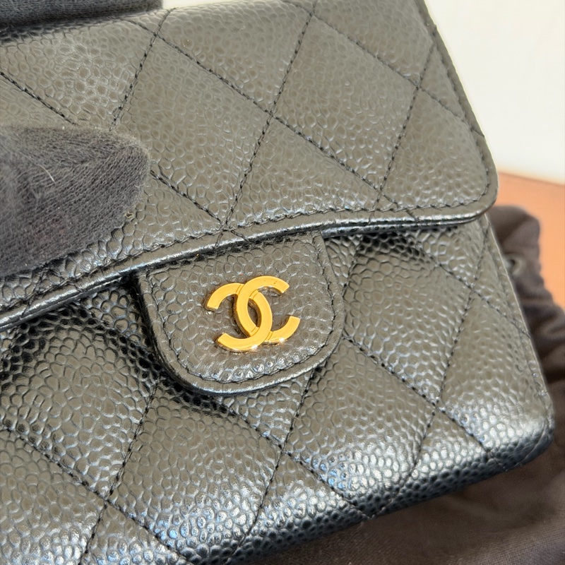 #極新 Chanel荔枝金釦三折短夾-4