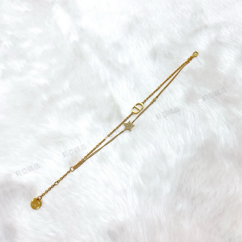 莉亞精品♡ Dior 手鍊 復古金 星星水鑽 二手美品-2