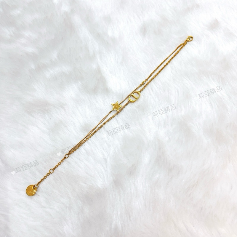 莉亞精品♡ Dior 手鍊 復古金 星星水鑽 二手美品-3
