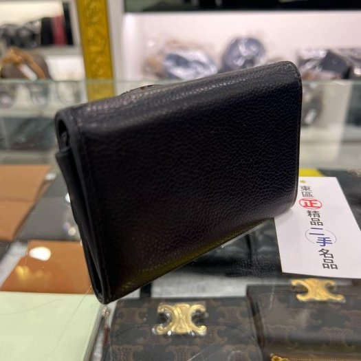 東區正精品㊣CHANEL Vintage 香奈兒黑色牛皮大雙C LOGO釦子零錢包 RZ4118-5