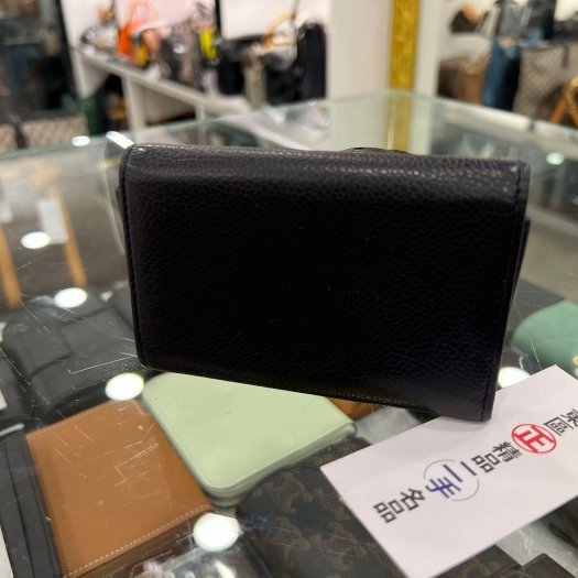 東區正精品㊣CHANEL Vintage 香奈兒黑色牛皮大雙C LOGO釦子零錢包 RZ4118-6