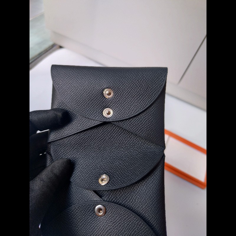 Hermes 黑皮雙層小夾 Calvi Duo-10