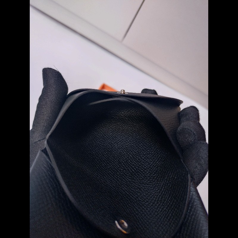 Hermes 黑皮雙層小夾 Calvi Duo-16
