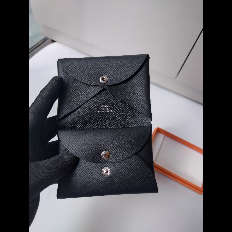 Hermes 黑皮雙層小夾 Calvi Duo-18