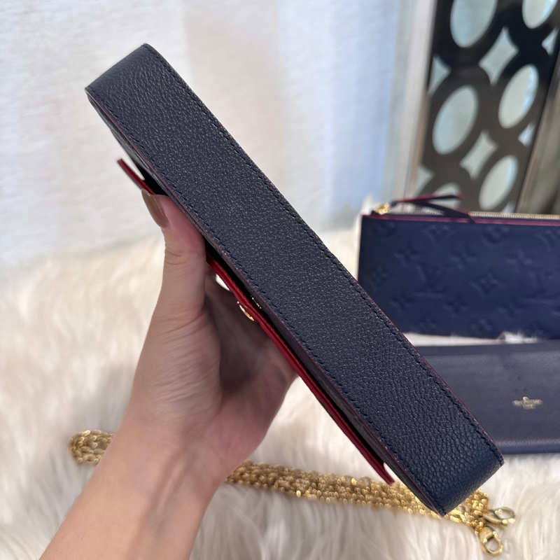 LV 海軍藍牛皮三合一鏈包 晶片款 近全新-5