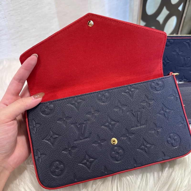 LV 海軍藍牛皮三合一鏈包 晶片款 近全新-7