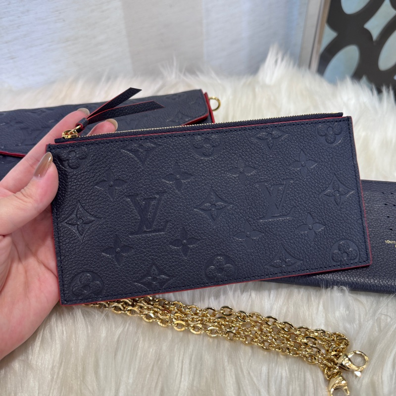 LV 海軍藍牛皮三合一鏈包 晶片款 近全新-8