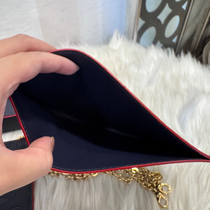 LV 海軍藍牛皮三合一鏈包 晶片款 近全新-20