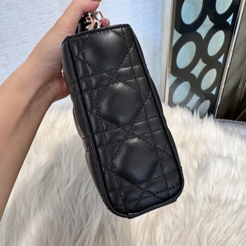 Dior Lady D-Joy 黑羊皮中型手提肩背斜背包 近全新-2