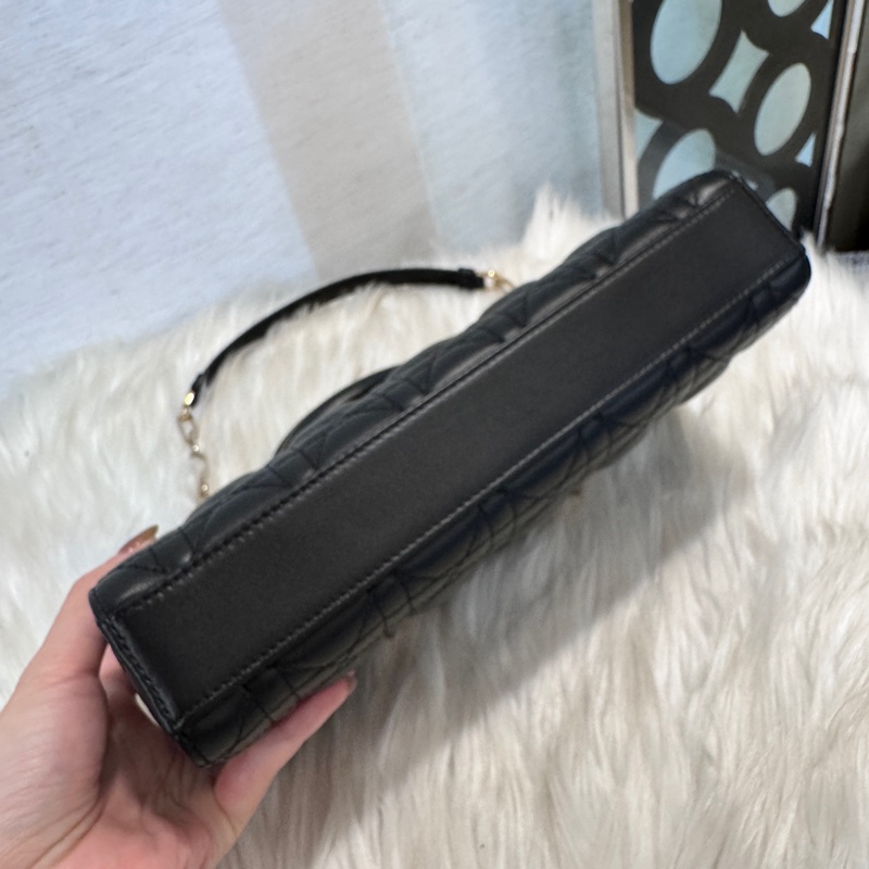 Dior Lady D-Joy 黑羊皮中型手提肩背斜背包 近全新-4