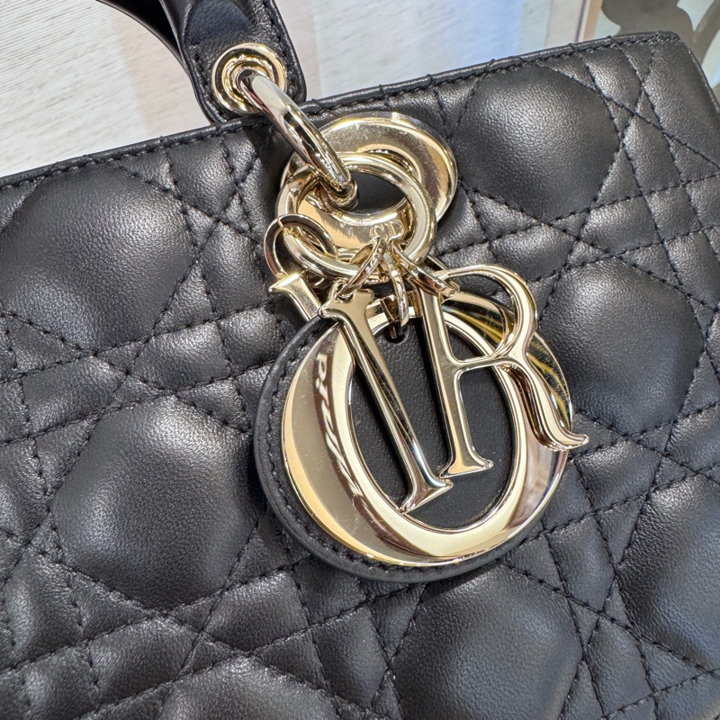 Dior Lady D-Joy 黑羊皮中型手提肩背斜背包 近全新-5