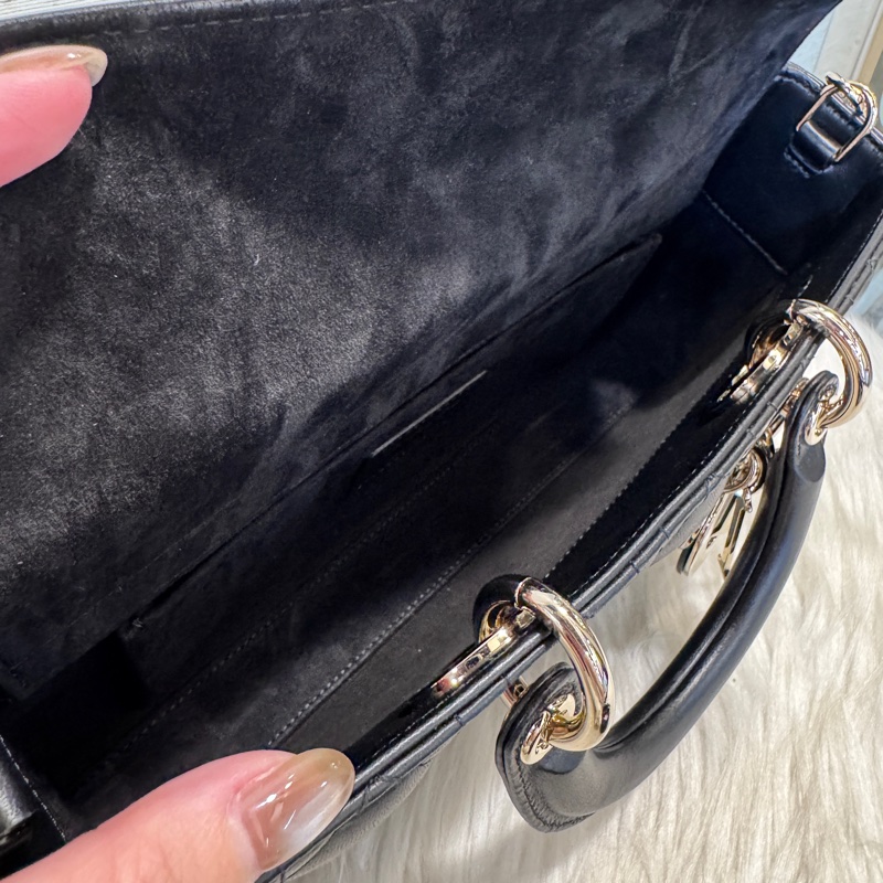 Dior Lady D-Joy 黑羊皮中型手提肩背斜背包 近全新-7