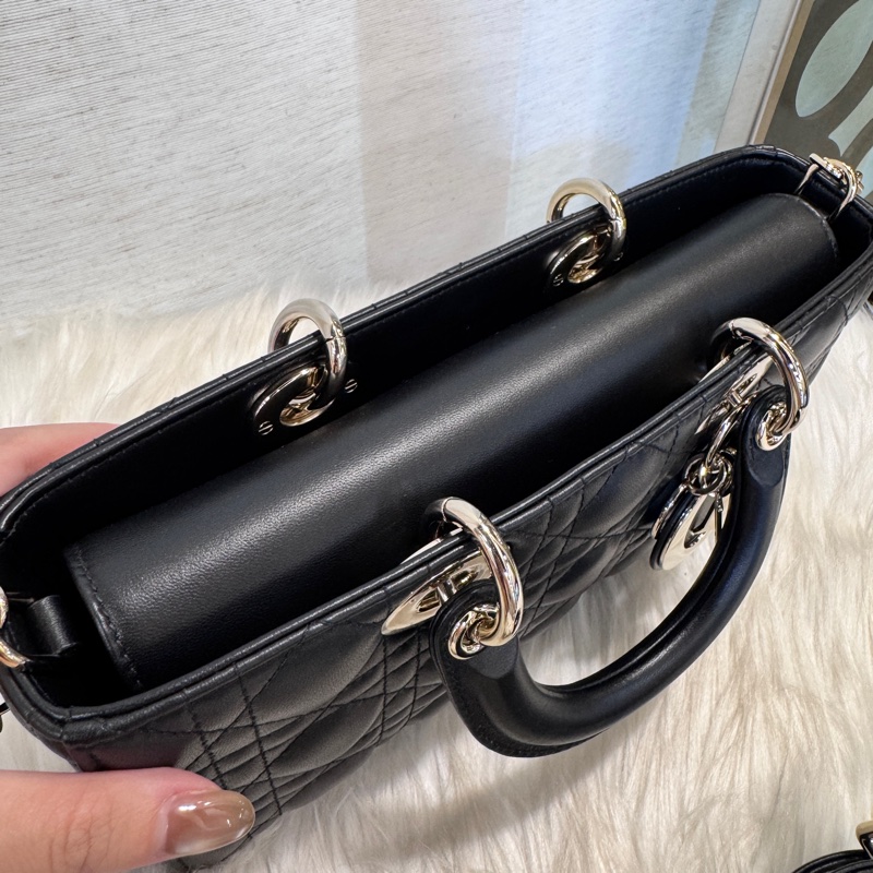 Dior Lady D-Joy 黑羊皮中型手提肩背斜背包 近全新-8