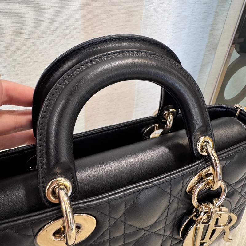 Dior Lady D-Joy 黑羊皮中型手提肩背斜背包 近全新-11