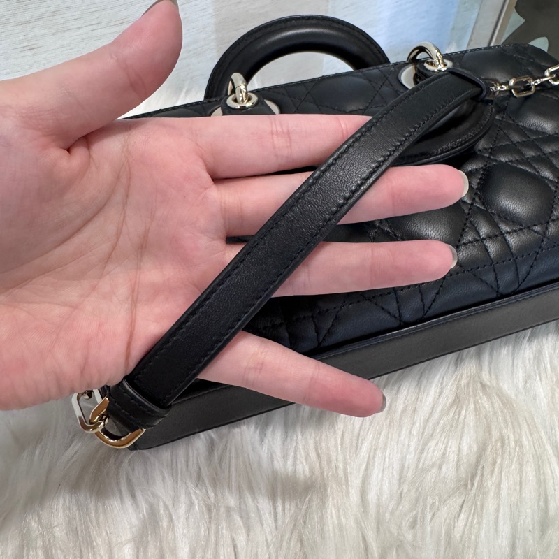 Dior Lady D-Joy 黑羊皮中型手提肩背斜背包 近全新-13