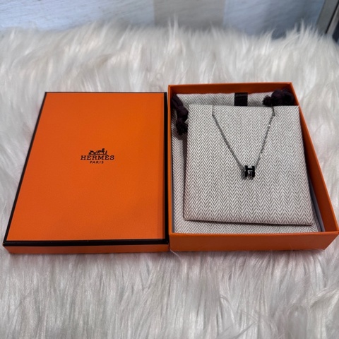 Hermes Mini H Pop 黑銀項鍊 近全新
