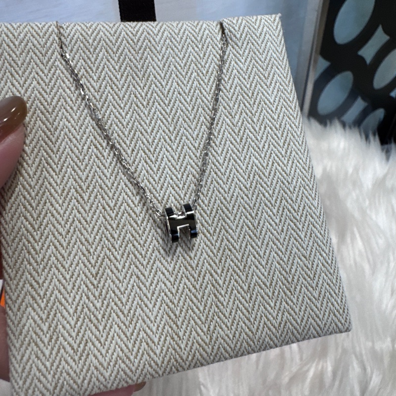 Hermes Mini H Pop 黑銀項鍊 近全新-1