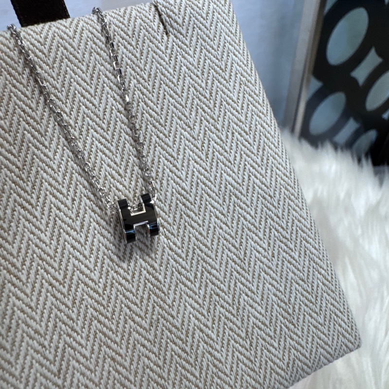 Hermes Mini H Pop 黑銀項鍊 近全新-2