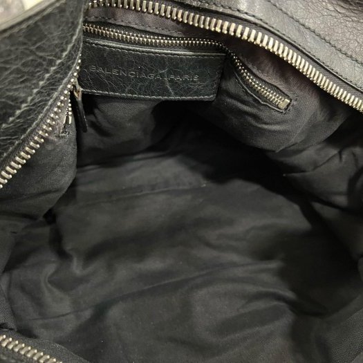 東區正精品㊣BALENCIAGA 173084 CITY 巴黎世家黑色大銀釦機車包肩背包手提包 RZ6088-2