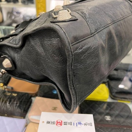 東區正精品㊣BALENCIAGA 173084 CITY 巴黎世家黑色大銀釦機車包肩背包手提包 RZ6088-7