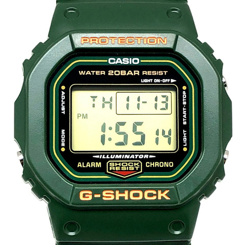 G-SHOCK 卡西歐手錶 DW-5600RB-3 復刻版 綠色速度初始配色復刻版 DW-5600B-3 型號於 2021 年 10 月發布