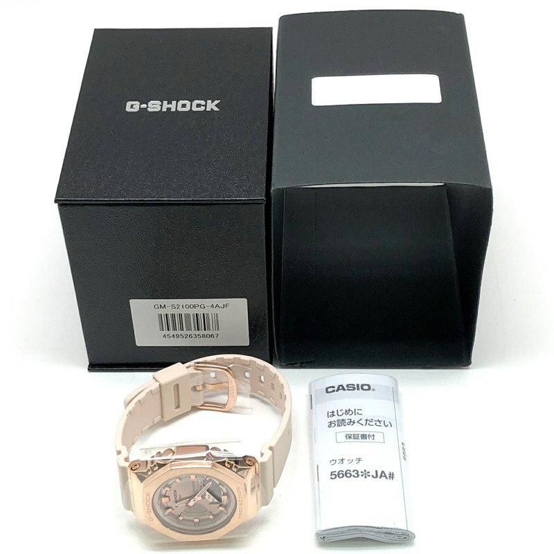 卡西歐 G-SHOCK 手錶 GM-S2100PG-4A 金屬錶殼 中型緊湊型 橡木八角形錶殼 雙 LED 照明 粉金 IP 錶盤 指針/數位雙顯 2023 年 8 月發布-9