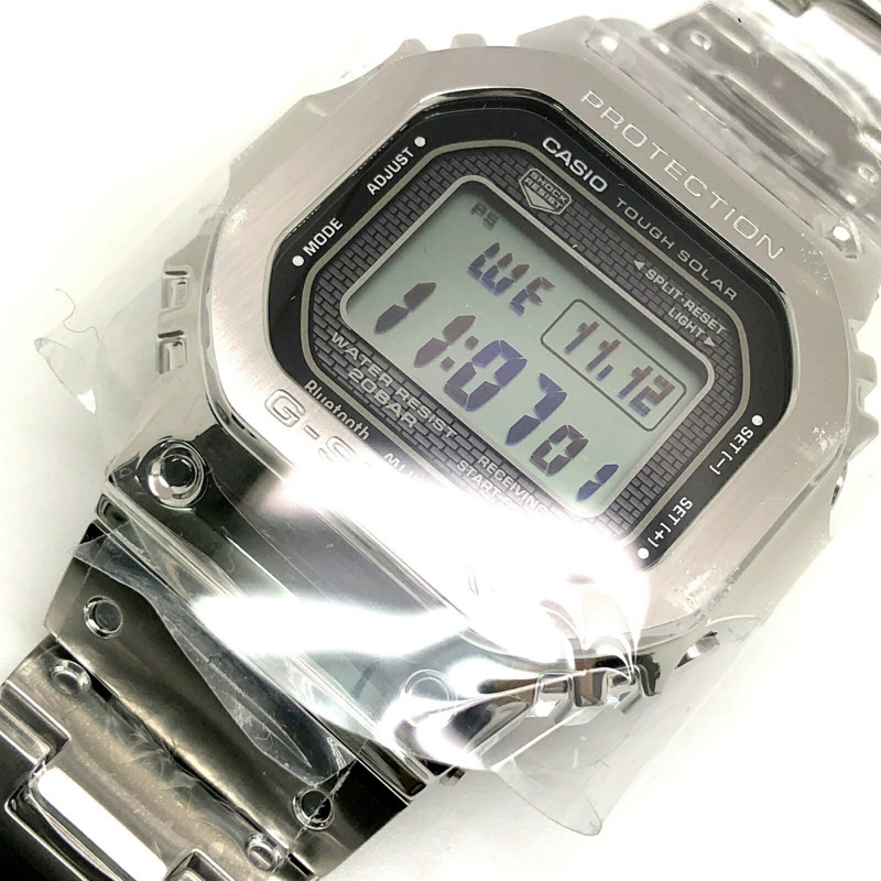 卡西歐 G-SHOCK 手錶 GMW-B5000D-1 全金屬銀色電波太陽能藍牙手機連接 LED 背光旋入式後蓋,2018 年 4 月發布-3