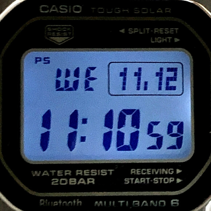 卡西歐 G-SHOCK 手錶 GMW-B5000D-1 全金屬銀色電波太陽能藍牙手機連接 LED 背光旋入式後蓋,2018 年 4 月發布-8