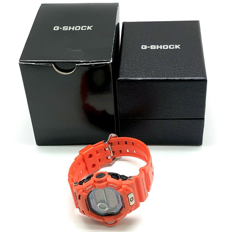 卡西歐 G-SHOCK GW-9200RJ-4 RISEMAN 男士救援橙色腕錶，配備 Riseman 電波太陽能雙感測器，可測量海拔、氣壓和溫度，於 2008 年 9 月發布。-9