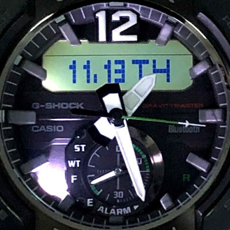 Casio G-SHOCK GR-B100-1A3 GRAVITYMASTER 強韌太陽能藍牙手機連接雙 LED 背光指針航空飛行員腕錶，2018 年 7 月發布-8