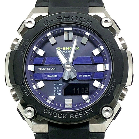 卡西歐 G-SHOCK 手錶 GST-B600A-1A6 G-STEEL G-Steel 小巧迷你尺寸男女通用款 Tough Solar 太陽能動力藍牙手機連接雙 LED 燈黑色紫色款，2024 年 2 月發布。