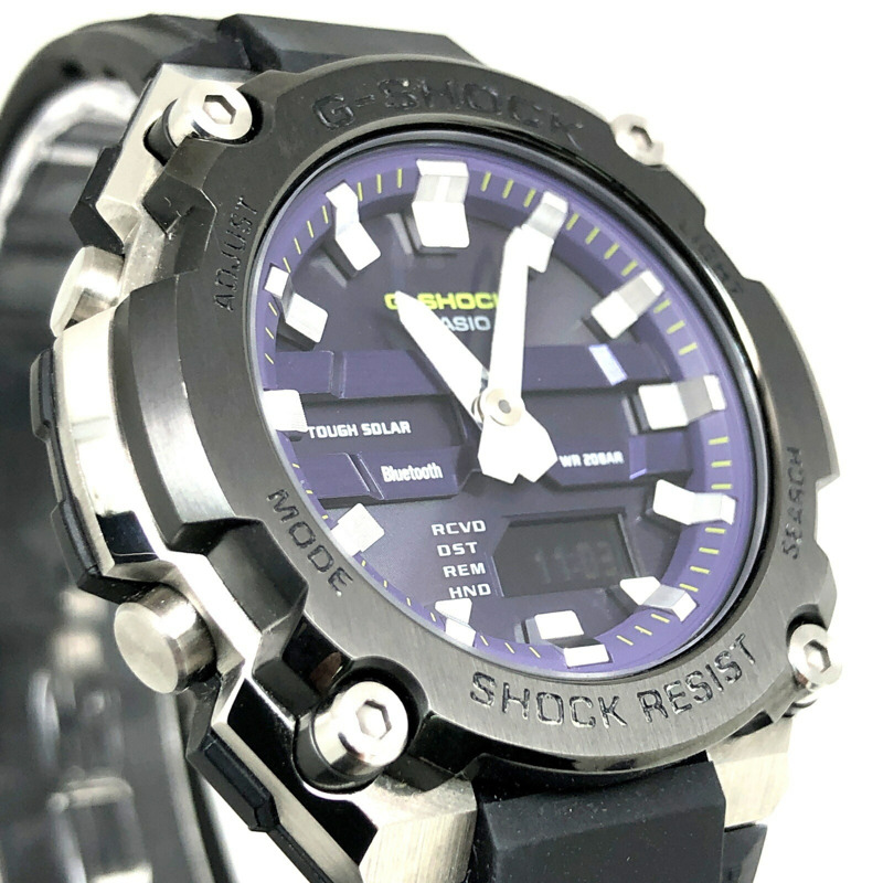 卡西歐 G-SHOCK 手錶 GST-B600A-1A6 G-STEEL G-Steel 小巧迷你尺寸男女通用款 Tough Solar 太陽能動力藍牙手機連接雙 LED 燈黑色紫色款，2024 年 2 月發布。-3