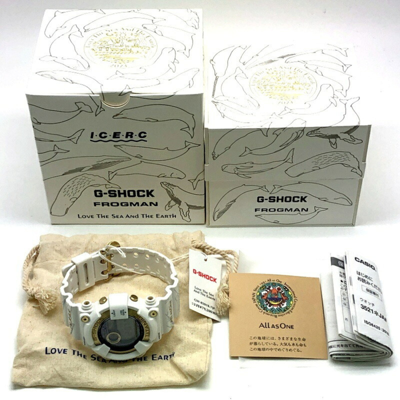 卡西歐 G-SHOCK GW-8201K-7 FROGMAN Irukuji 2024 聯名款 30 週年紀念版,太陽能動力,LED 背光,藍鯨白金配色,六月發售-9