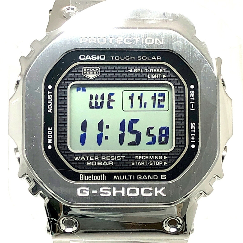 卡西歐 G-SHOCK 手錶 GMW-B5000D-1 全金屬銀色電波太陽能藍牙手機連接 LED 背光旋入式後蓋,2018 年 4 月發布-0