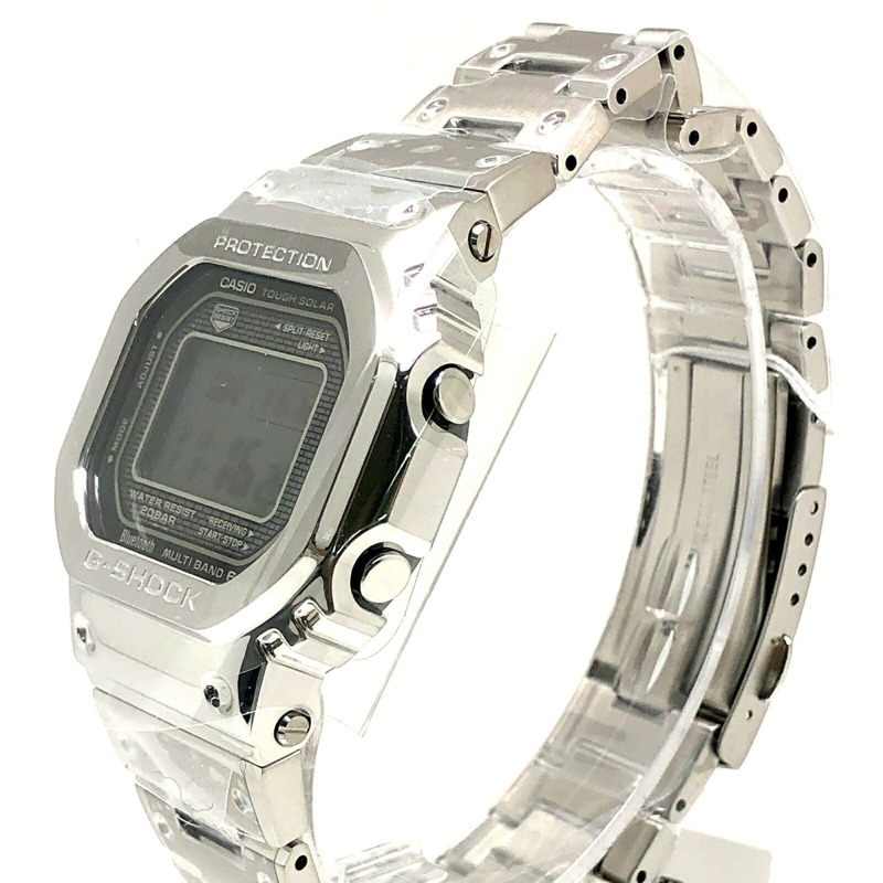 卡西歐 G-SHOCK 手錶 GMW-B5000D-1 全金屬銀色電波太陽能藍牙手機連接 LED 背光旋入式後蓋,2018 年 4 月發布-2