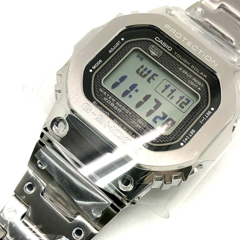 卡西歐 G-SHOCK 手錶 GMW-B5000D-1 全金屬銀色電波太陽能藍牙手機連接 LED 背光旋入式後蓋,2018 年 4 月發布-3