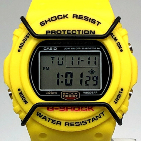 卡西歐 G-SHOCK 手錶 DW-5700Y-9 復刻版 黃色錶帶 鏡面旋入式後蓋 EL 背光 2001 年 9 月發布