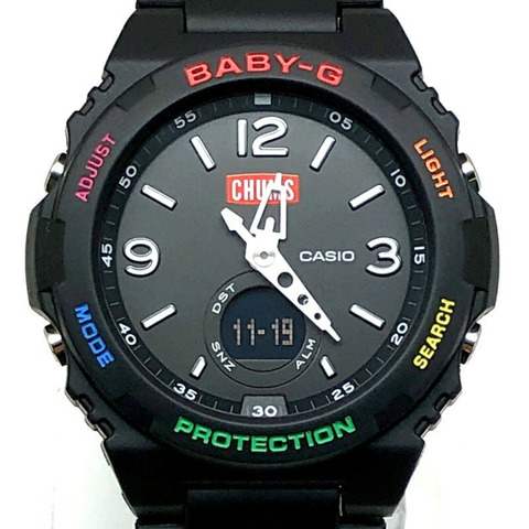 BABY-G CASIO 手錶 BGA-260CH-1A CHUMS 聯名款，帶夜光刻度、LED 燈、黑色、彩虹色、指針/數位雙顯，BABY-G 出品，2020 年 7 月發布。
