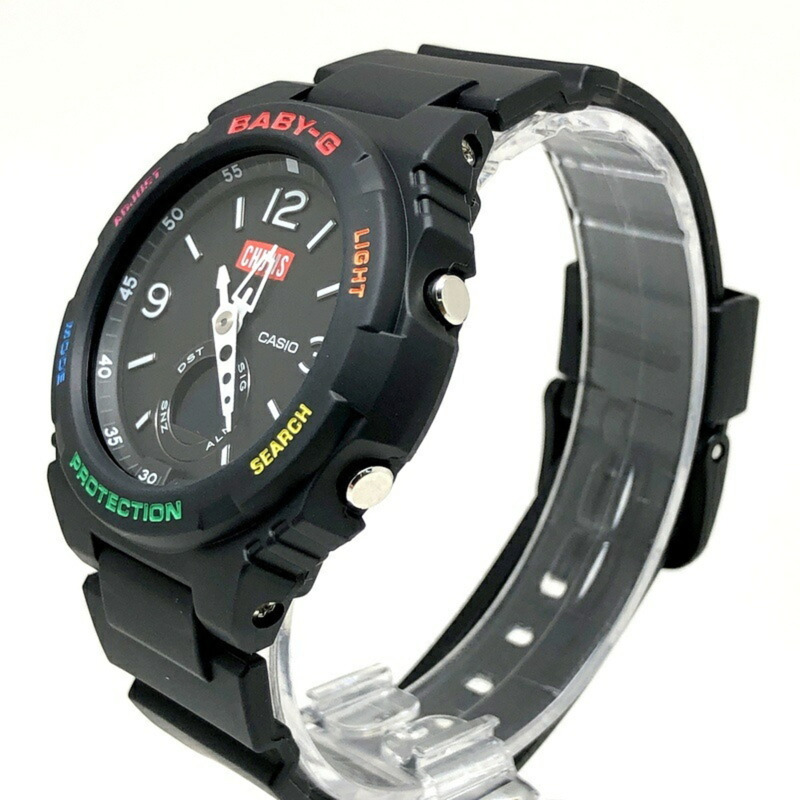 BABY-G CASIO 手錶 BGA-260CH-1A CHUMS 聯名款,帶夜光刻度、LED 燈、黑色、彩虹色、指針/數位雙顯,BABY-G 出品,2020 年 7 月發布。-2