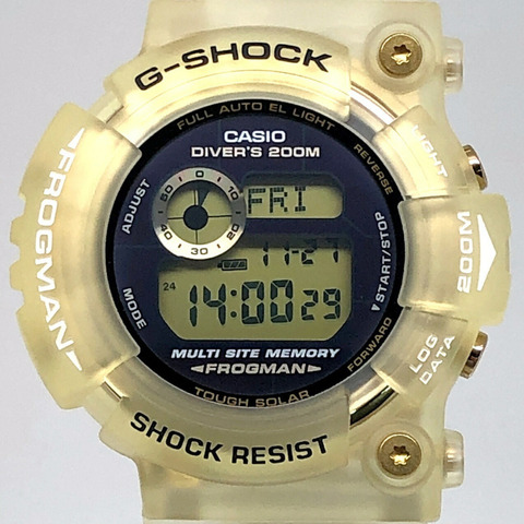 卡西歐 G-SHOCK GW-225E-7 25週年紀念版蛙人腕錶，金色錶殼，採用太陽能材質，於2008年5月發布。