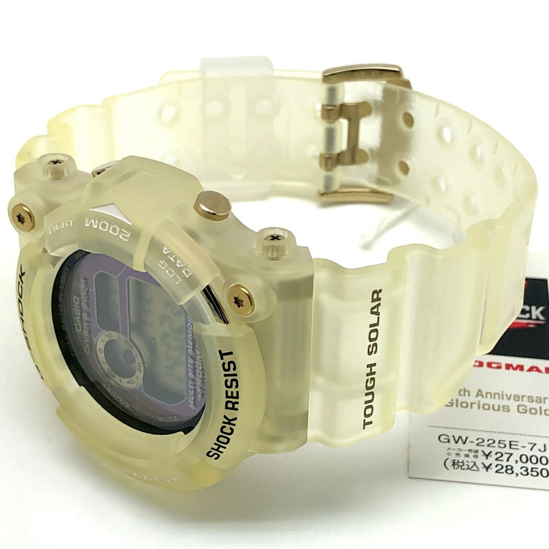 卡西歐 G-SHOCK GW-225E-7 25週年紀念版蛙人腕錶，金色錶殼，採用太陽能材質，於2008年5月發布。-4