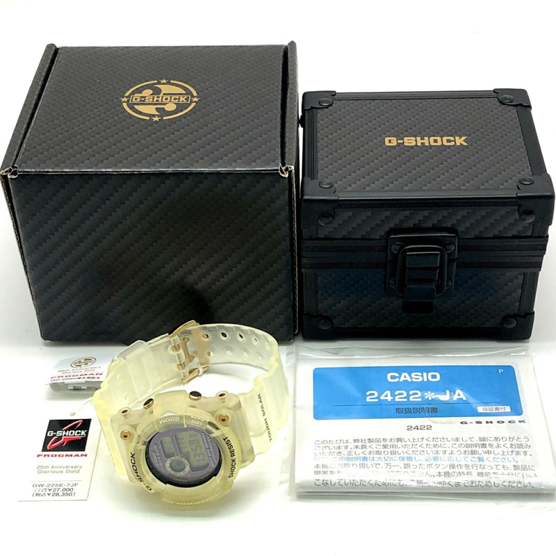 卡西歐 G-SHOCK GW-225E-7 25週年紀念版蛙人腕錶，金色錶殼，採用太陽能材質，於2008年5月發布。-9