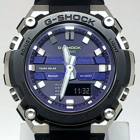 卡西歐 G-SHOCK 手錶 GST-B600A-1A6 G-STEEL G-Steel 小巧迷你尺寸男女通用款 Tough Solar 太陽能動力藍牙手機連接雙 LED 燈黑色紫色款，2024 年 2 月發布。