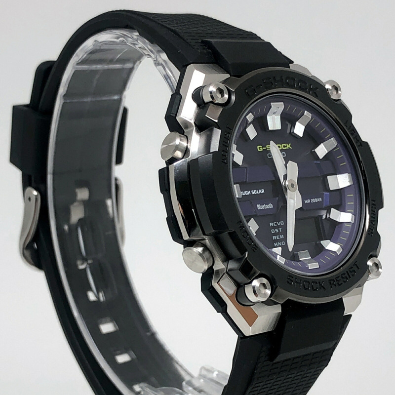 卡西歐 G-SHOCK 手錶 GST-B600A-1A6 G-STEEL G-Steel 小巧迷你尺寸男女通用款 Tough Solar 太陽能動力藍牙手機連接雙 LED 燈黑色紫色款,2024 年 2 月發布。-1