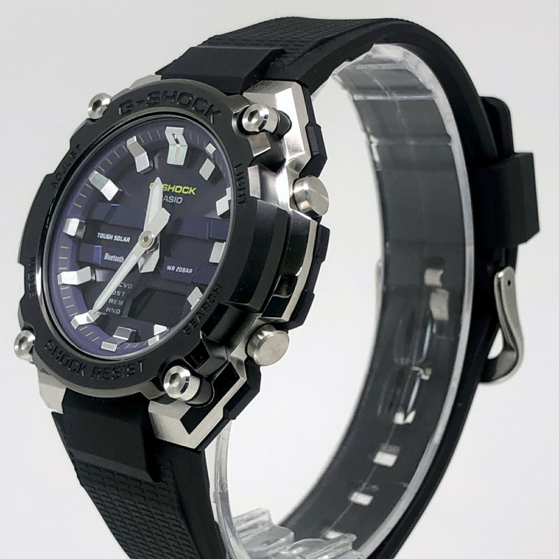 卡西歐 G-SHOCK 手錶 GST-B600A-1A6 G-STEEL G-Steel 小巧迷你尺寸男女通用款 Tough Solar 太陽能動力藍牙手機連接雙 LED 燈黑色紫色款,2024 年 2 月發布。-2